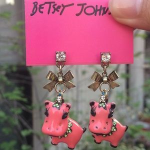 Retired Betsey Johnson Hippo Earrings BRAND NEW